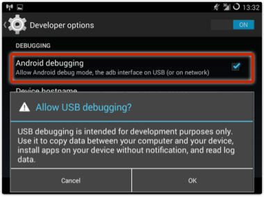 How to enable usb debugging android